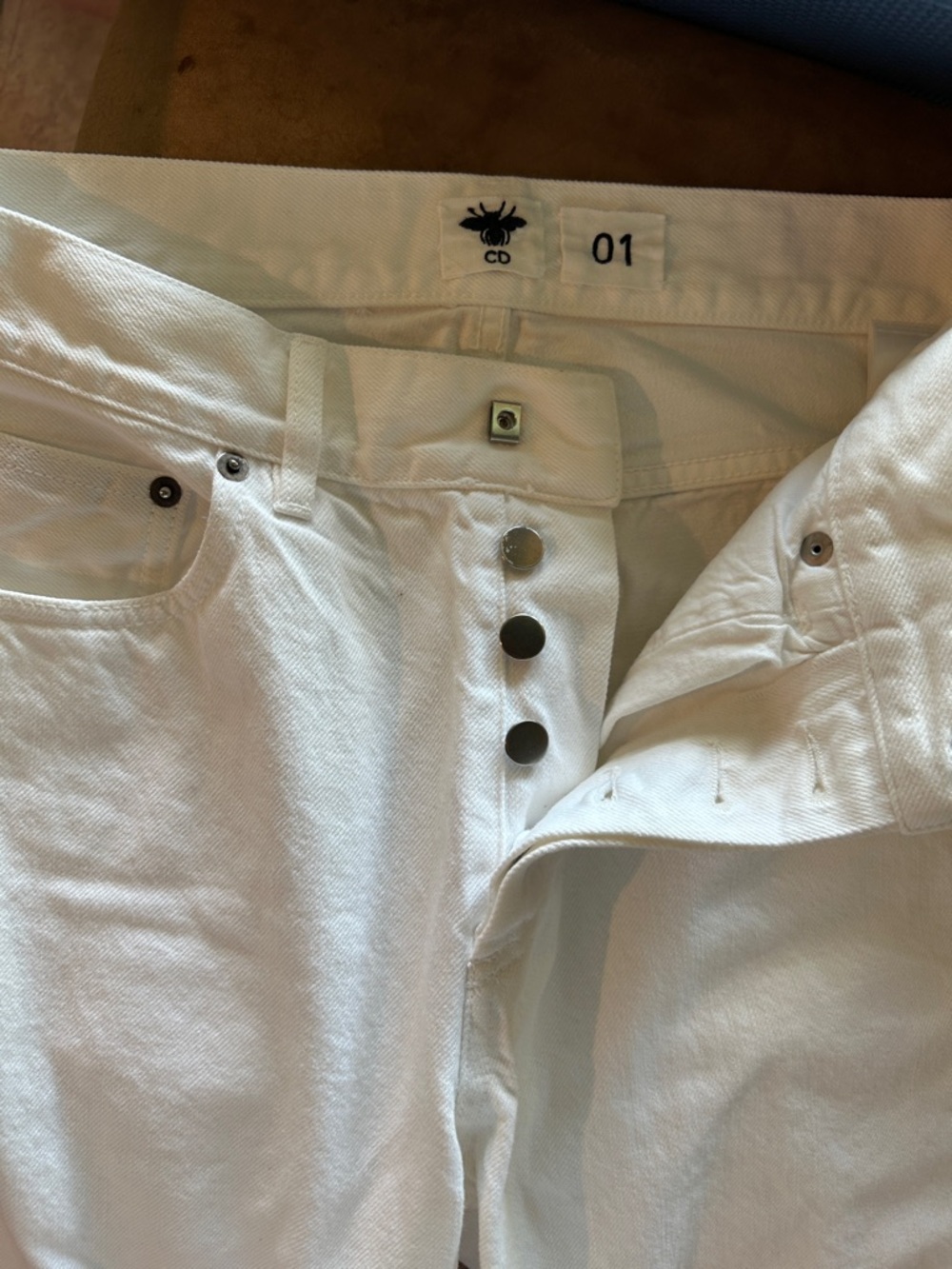 Dior White Denim Jeans with Logo Cuff Trim - Picture 12 of 14